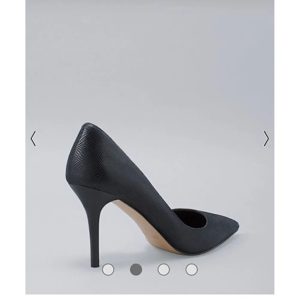 White House  Black Market Ella Lizard Embossed D’orsay Pumps / Black/Size 9M - Picture 5 of 15